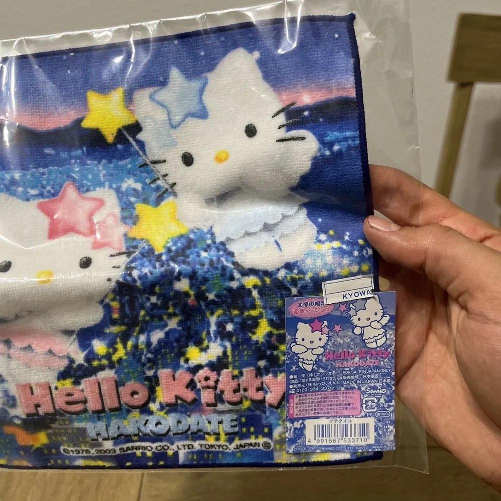 VTG Hello Kitty Local Edition Towel Hanky Hokkaido Hakodate Version 2003 Y2K NOS